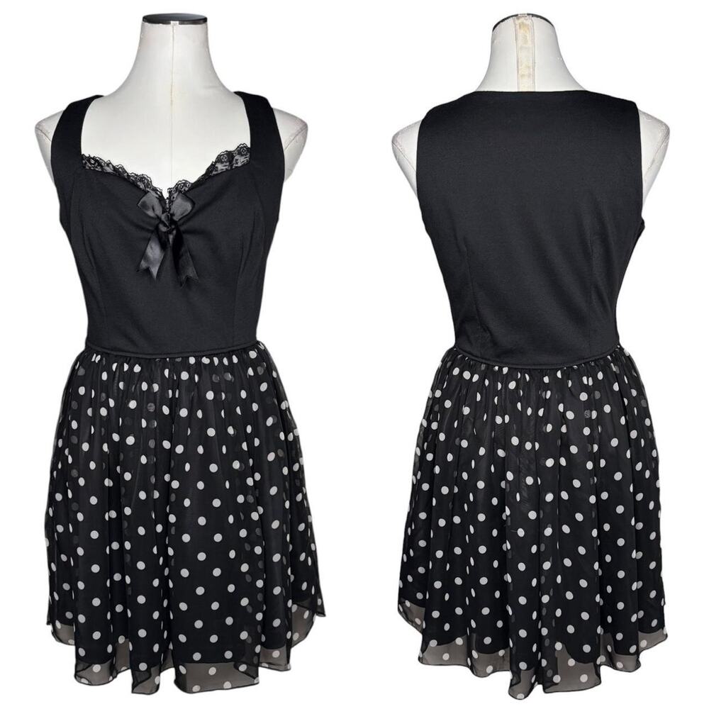 Deadly Dames Retro Black Polka Dot Dress size Large